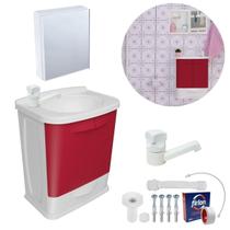 Gabinete 2 Portas Suspenso Lavatório+Armário+Torneira+Engate