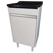 Gabinete 46cm De Lavanderia Com Puxador Perfil e Tanque 22L