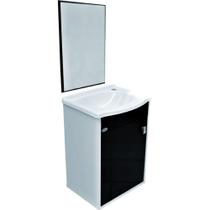 Gabinete 47X30cm Kit Snow Preto Com Espelho Policlass