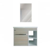 Gabinete 57X35X46cm Para Banheiro Kit Máximos Delicato Com Espelho Policlass