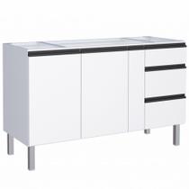 Gabinete Aço Pia 1,50 Gaia Flat Cozinha Branco Cozimax