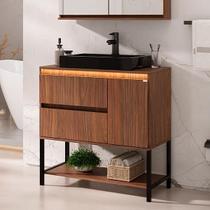 Gabinete Adelaide 90 com Pés LED - Fabribam Cacau