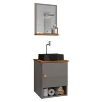 Gabinete Arm Banheiro Lima 1 Porta com Cuba Tulipa Preta