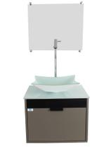 Gabinete Armário Banheiro 40cm Cuba Quadrada Branca