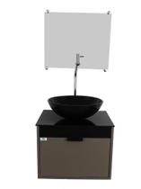 Gabinete Armário Banheiro 40cm Cuba Redonda Preta