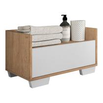 Gabinete Armário Banheiro 80 cm c/ Pés Quadrados Multimóveis Rustic/Branco