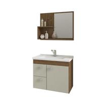 Gabinete Armário Banheiro Amêndoa E Off White Hortência 55cm