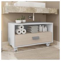 Gabinete Armário Banheiro Com Rodízios Branco Towel Caemmun Gabinete Armário Banheiro Com Rodízios Branco Towel Caemmun