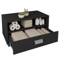 Gabinete Armário Banheiro Com Rodízios Towel Preto Gabinete Armário Banheiro Com Rodízios Towel Preto