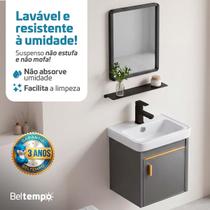 Gabinete Armário Banheiro Completo Impermeável 43x46cm Cuba Espelho Prateleira BT5050 Beltempo Gabinete Armário Banheiro Completo Impermeável 43x46cm Cuba Espelho Prateleira BT5050 Beltempo