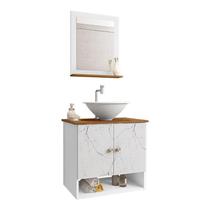 Gabinete Armário Banheiro Deli 2 Portas com Cuba Lume Branca