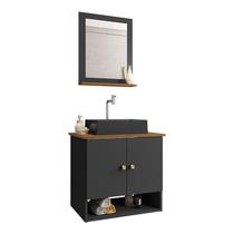 Gabinete Armário Banheiro Deli 2 Portas com Cuba Torino Preta