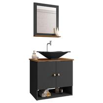 Gabinete Armário Banheiro Deli 2 Portas Cuba Concava Preta