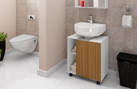 Gabinete Armário Banheiro Pequim Com Encaixe Pia Coluna Bechara Moveis