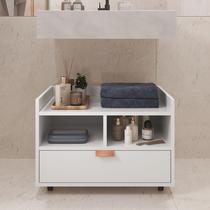 Gabinete Armário Banheiro Pia De Coluna C/ Rodízios Cobreado