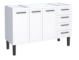 Gabinete Armario Cozinha Juno 1.50 Mt -3 Portas 4 Gavetas - 100% Aço -Cozimax - BRANCO