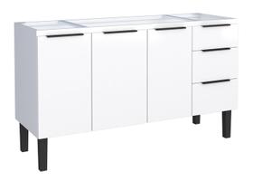 Gabinete Armário Cozinha Jupter 1.50 Mt 100% Aço Galvanizado P/ Pia -Balção 150 cm -3 Portas- 3 Gavetas
