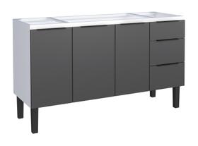 Gabinete Armário Cozinha Jupter 1.50 Mt 100% Aço P/ Pia -Balção -3 Portas- 3 Gavetas