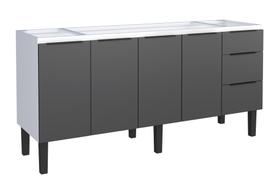 Gabinete Armário Cozinha Jupter 2.00 Mt 100% Aço P/ Pia -Balção 200 cm -4 Portas - 3 Gavetas