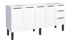 Gabinete Armário Cozinha Jupter 2.00 Mt 100% Aço P/ Pia -Balção 200 cm -4 Portas - 3 Gavetas