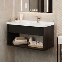 Gabinete Armário de Banheiro Encanto com Cuba Preto