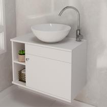 Gabinete Armário De Banheiro Suspenso Com Cuba De Apoio Sobrepor Lavabo Estilo Chic Retrô Moderno - Brovália