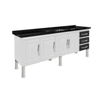 Gabinete armario de cozinha para pia aço 1.80 desmontado - branco c/ preto