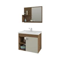 Gabinete Armário P/ Banheiro Amêndoa E Off White Lótus 55cm