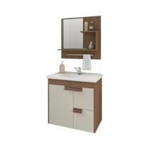 Gabinete Armário P/ Banheiro Amêndoa E Off White Tulipa 59cm