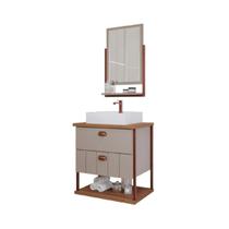 Gabinete Armário P/ Banheiro Capuccino E Freijó Uni 60cm Gabinete Armário P/ Banheiro Capuccino E Freijó Uni 60cm