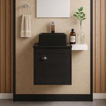 Gabinete Armário para Banheiro 40cm MDF com Cuba PERUGIA PRETO