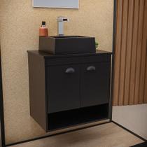 Gabinete Armário para Banheiro 50cm MDF com Cuba LATINA PRETO