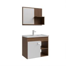 Gabinete Armario para Banheiro Bia com Cuba e Espelheira Gabinete Armario para Banheiro Bia com Cuba e Espelheira