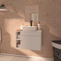 Gabinete Armário para Banheiro com Espelho e Cuba Mármore Sintético 60cm