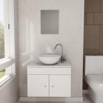 Gabinete Armário para Banheiro com Pia Cuba e Espelho 60cm Balcão Suspenso