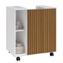 Gabinete Armário Para Banheiro Com Porta e Rodízios Pequin - Bechara - ML Gabinete Armário Para Banheiro Com Porta e Rodízios Pequin - Bechara - ML