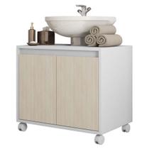 Gabinete Armário Para Banheiro Rodízios Clean Branco Caemmun Gabinete Armário Para Banheiro Rodízios Clean Branco Caemmun