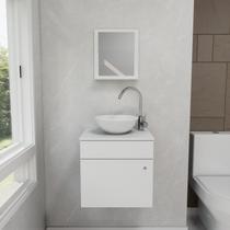 Gabinete Armário para Banheiro Suspenso com Pia Cuba e Espelho 44cm