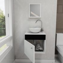 Gabinete Armário para Banheiro Suspenso com Pia Cuba e Espelho 44cm