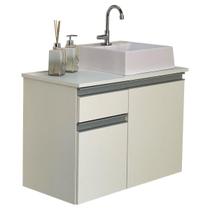 Gabinete Balcão Banheiro Mdf - Abrzo 70Cm Com Cuba