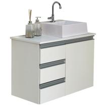 Gabinete Balcão Banheiro Mdf - Abrzo 70Cm Com Cuba