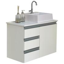 Gabinete Balcão Banheiro Mdf - Abrzo 70Cm Com Cuba