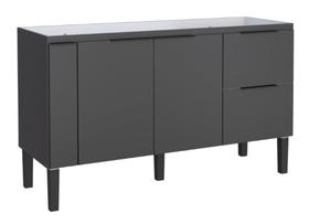 Gabinete / Balcão CIS de Cozinha em MDF / MDP para Pia de 1.50m 3 Portas + 2 Gavetas Cor Preto