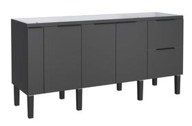 Gabinete / Balcão CIS de Cozinha em MDF / MDP para Pia de 1.80m 4 Portas + 2 Gavetas Cor Preto