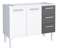 Gabinete Balcão Cozinha Aço 120cm 3 Gavetas 2 Portas
