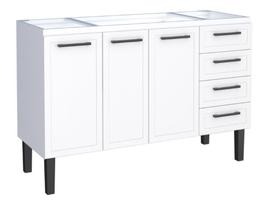 Gabinete / Balcão de Cozinha JU em Aço para Pia de 1.40m 3 Portas e 4 Gavetas Cor Branco Gabinete / Balcão de Cozinha JU em Aço para Pia de 1.40m 3 Portas e 4 Gavetas Cor Branco