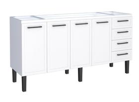 Gabinete / Balcão JU de Cozinha para Pia de 1.80m em Aço 4 Portas + 4 Gavetas Cor Branco