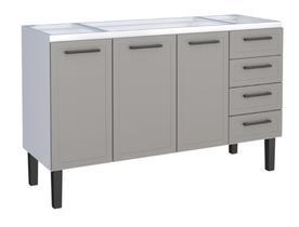 Gabinete / Balcão JU em Aço para Pia de 1.50m 4 Gavetas e 3 Portas Cor Cinza/ Branco Gabinete / Balcão JU em Aço para Pia de 1.50m 4 Gavetas e 3 Portas Cor Cinza/ Branco