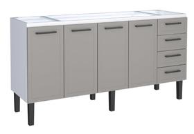Gabinete / Balcão JU em Aço para Pia de 1.80m 4 Gavetas + 4 Portas Cor Cinza/Branco Gabinete / Balcão JU em Aço para Pia de 1.80m 4 Gavetas + 4 Portas Cor Cinza/Branco