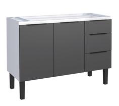 Gabinete / Balcão JUP de Cozinha para Pia de 1.20m em Aço 2 Portas + 3 Gavetas Cor Preto/Branco